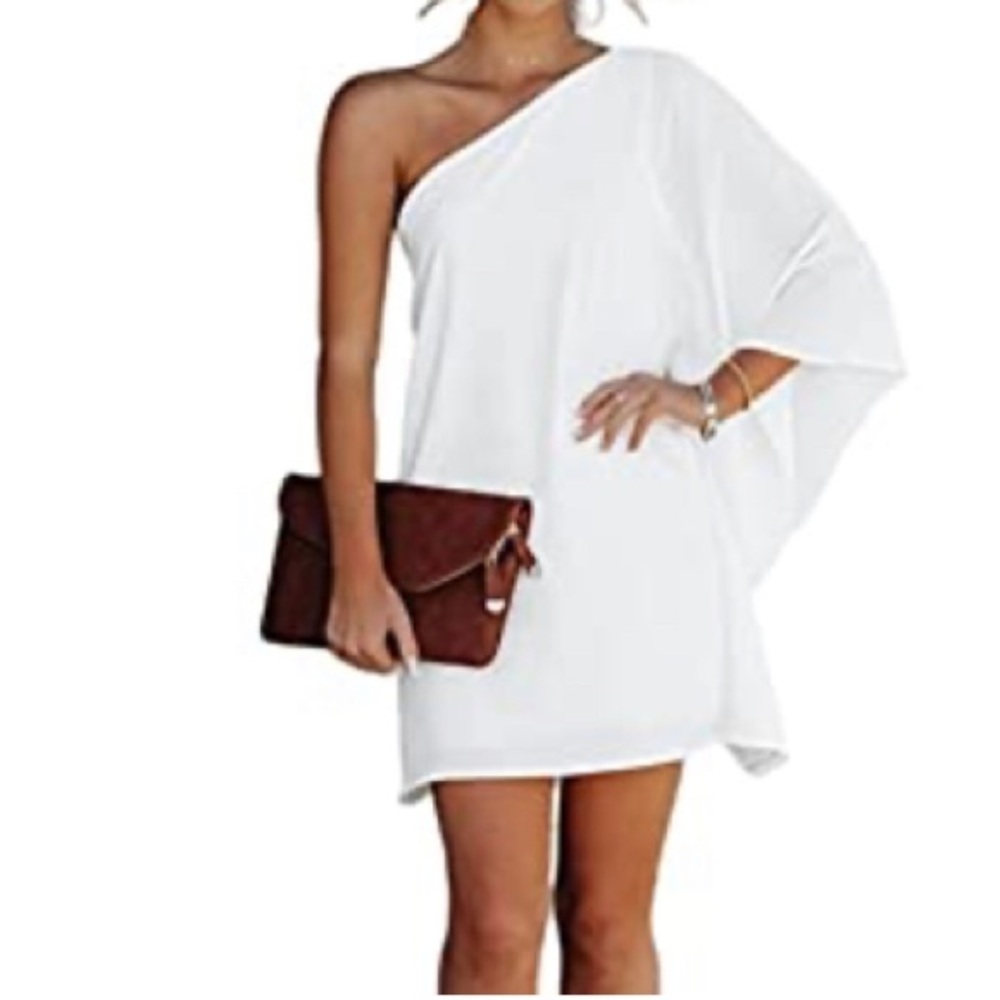 WHITE, One shoulder, mini dress - M - NWT